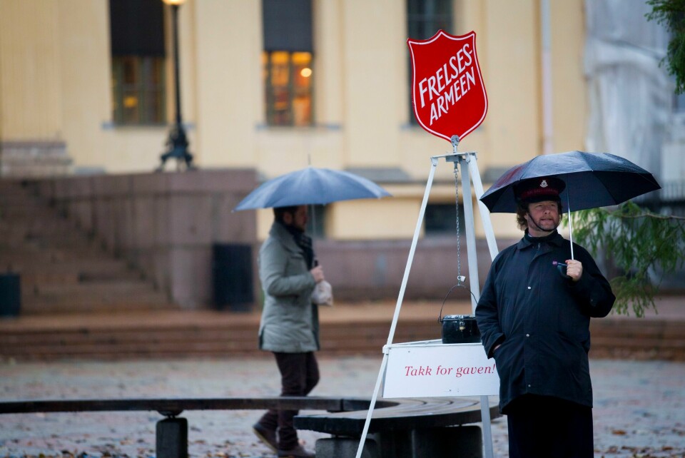 Frelsesarmeens julegryteinnsamling har sett ny rekord i år. Over 37 millionar kroner er komne inn under årets aksjon.Foto: Heiko Junge / NTB