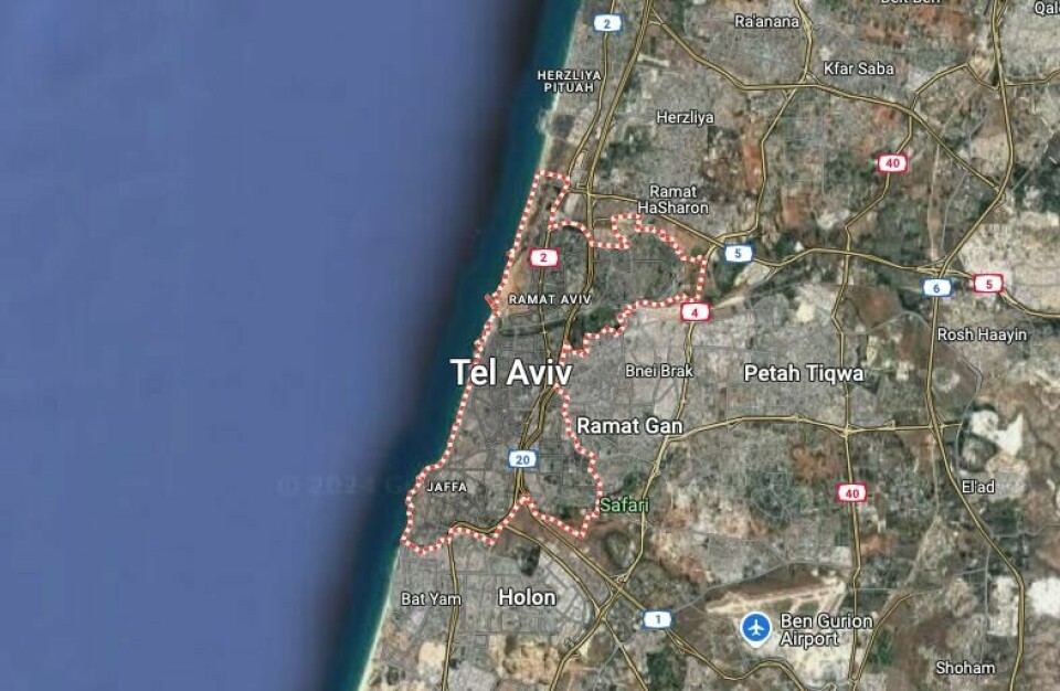 JAFFA: Motivet bak angrepet er ikke kjent, men israelsk politi opplyser at de mistenker at det var snakk om et terrorangrep. Kart over Tel Aviv