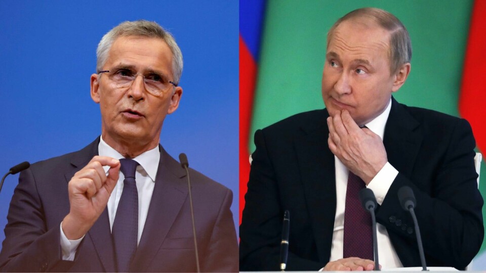 HVEM BLUNKER FØRST? Natos generalsekretær Jens Stoltenberg og Russlands president Vladimir Putin. HVEM BLUNKER FØRST? Natos generalsekretær Jens Stoltenberg og Russlands president Vladimir Putin.