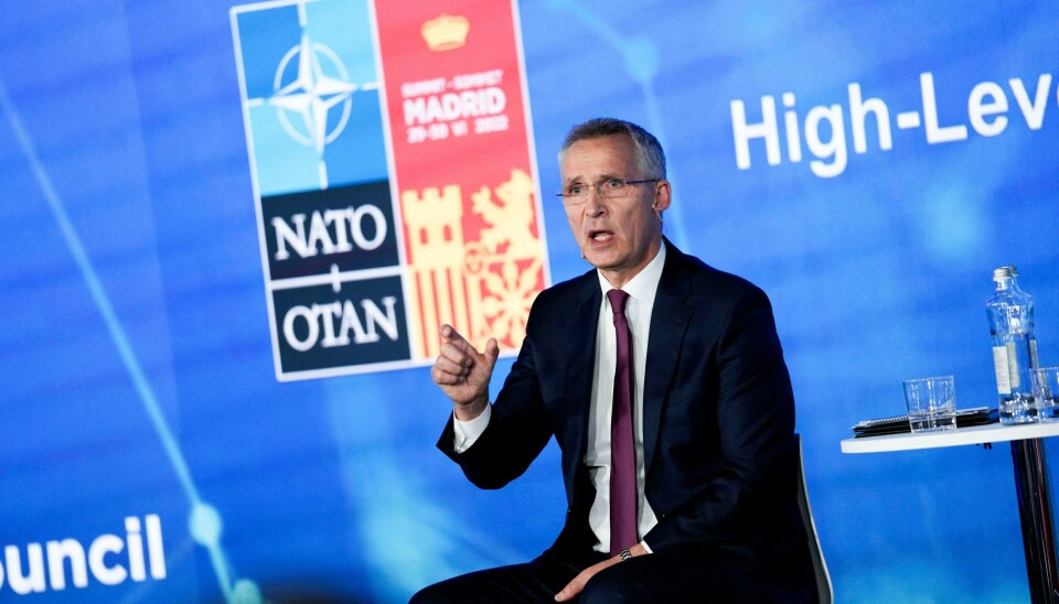 TOPPMØTE: Nato-sjef Jens Stoltenberg i Madrid tirsdag. Nato-sjef Jens Stoltenberg i Madrid tirsdag. Foto: Bernat Armangue / AP / NTB