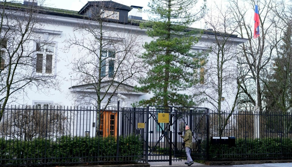 Russlands ambassade ved Ukrainas plass i Oslo. Foto: Heiko Junge / NTB Tre diplomater fra Russlands ambassade i Oslo må forlate landet, kunngjorde Utenriksdepartementet onsdag. Foto: Heiko Junge / NTB