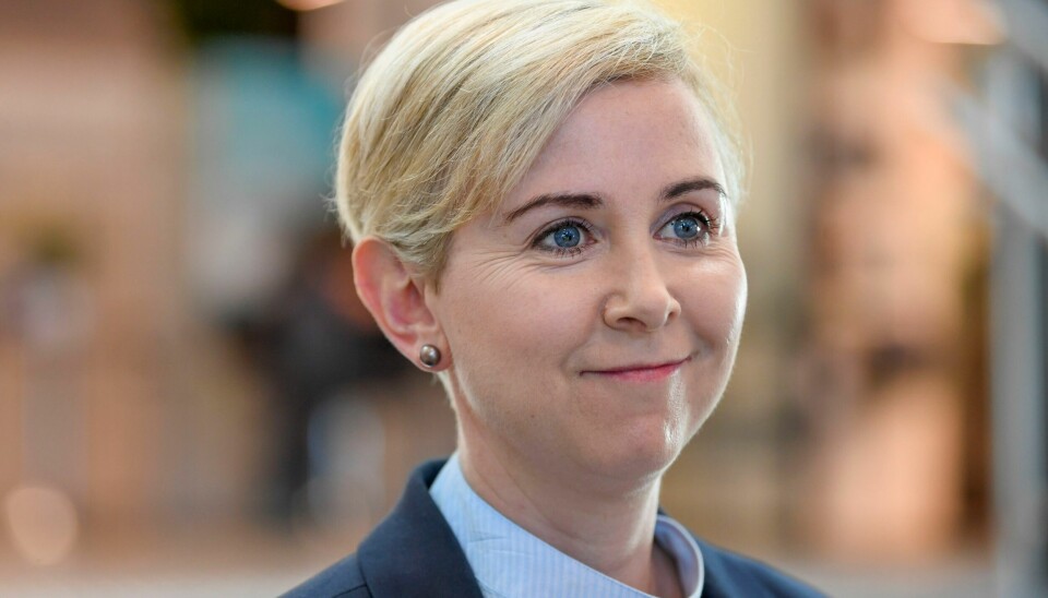 DATAANGREP: Direktør i Nasjonal tryggingsmyndigheit Sofie Nystrøm under pressekonferansen på Hamnelageret i Oslo om dataangrepet som ramma fleire store norske verksemder siste døgn. Direktør i Nasjonal sikkerhetsmyndighet Sofie Nystrøm under pressekonferansen på Havnelageret i Oslo om dataangrepet som rammet flere store norske virksomheter det siste døgnet. Foto: Annika Byrde / NTB
