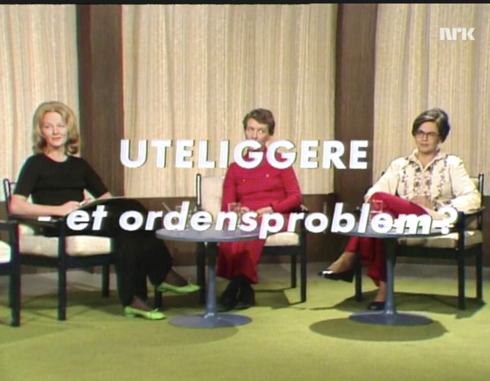 Skjermdump frå debattprogrammet «På sparket» frå 1975, NRK