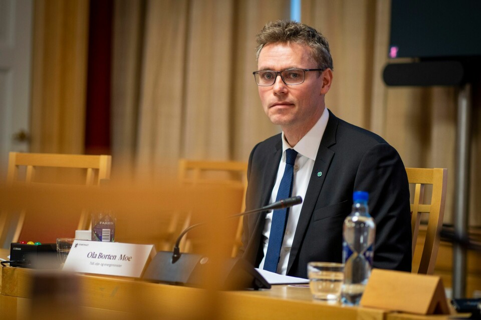 Tidligere olje- og energiminister Ola Borten Moe (Sp) i høringen i Stortingets kontrollkomité i forbindelse med Olje- og energidepartementets håndtering av åpningen av Barentshavet sørøst. Foto: Heiko Junge / NTB
