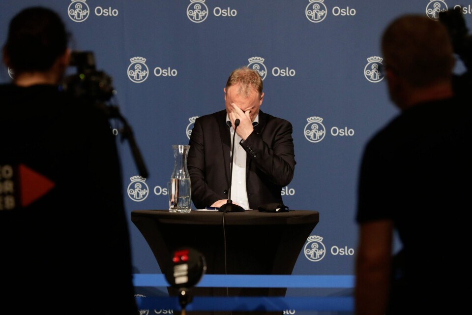 NY BØLGE: Byrådsleder Raymond Johansen orienterer om koronasituasjonen og hvilke tiltak som skal gjelde fremover i Oslo.Foto: Berit Roald / NTB