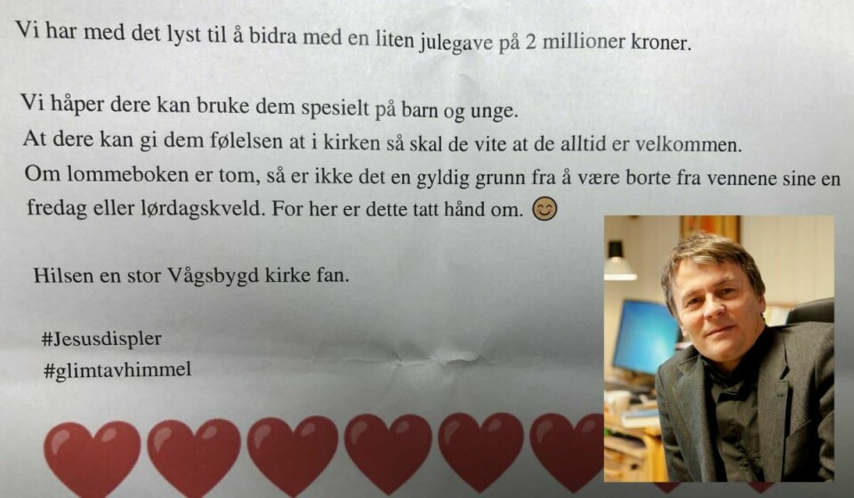 Anonym giver har gitt to millioner til kirken sin i førjulsgave