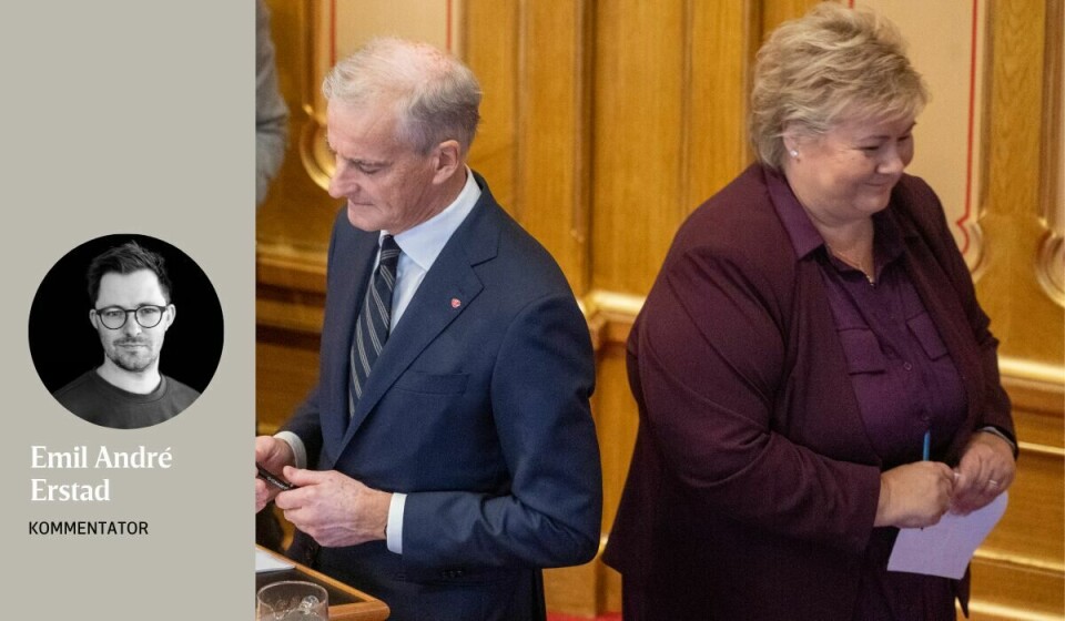 SNUDD: Rollene som landets største parti er i ferd med å bli overtatt av Høgre. Kvifor det skjer, finst det to motstridande tolkingar av, skriv kommentator Emil André Erstad. kk