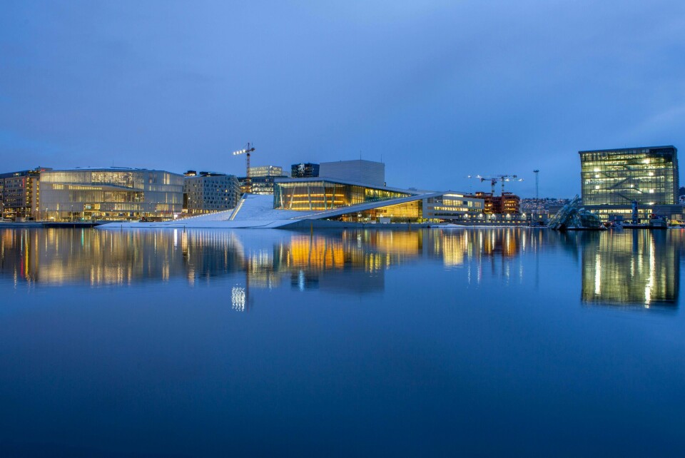 Oslo 20191209. Fra høyre det nye Munchmuseet, Operahuset og Deichman Bjørvika, Oslos nye hovedbibliotek som åpner 28. mars 2020.Foto: Paul Kleiven / NTB scanpix