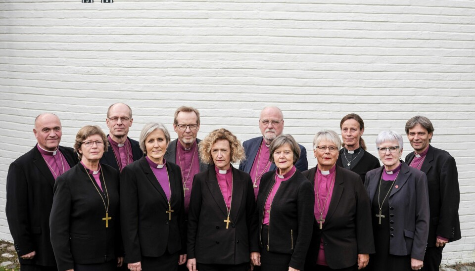 Den norske kirke beskyldes for å skape et a- og b-lagene innad i kirka. Bildet viser biskopene i Dnk. De utgjør A-laget, ifølge Fagforbundet.