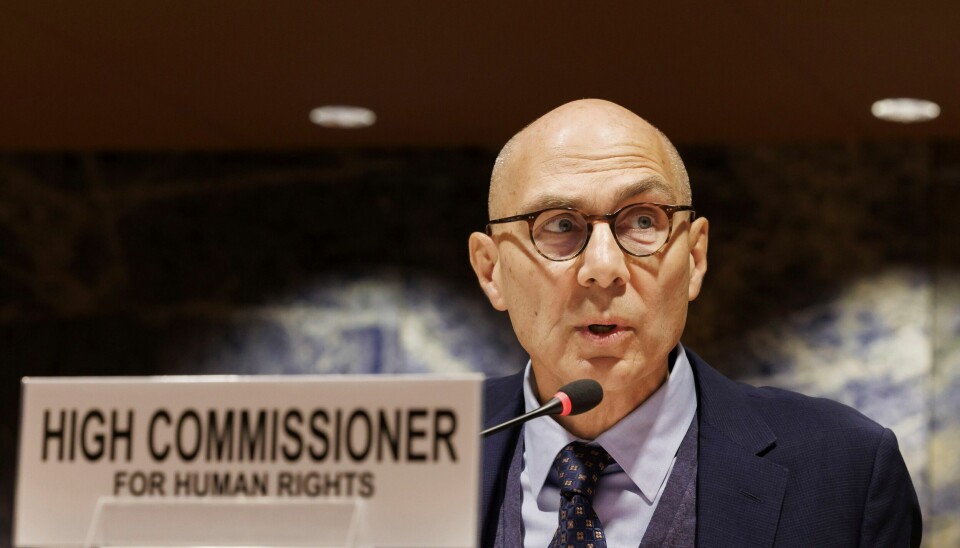 TYDELIG MELDING: FNs høykommissær for menneskerettigheter Volker Türk orienterer FNs medlemsland om situasjonen i de palestinske områdene etter et nylig besøk i Midtøsten. FNs høykommissær for menneskerettigheter Volker Türk orienterer FNs medlemsland om situasjonen i de palestinske områdene etter et nylig besøk. Foto: Salvatore Di Nolfi / Keystone via AP / NTB