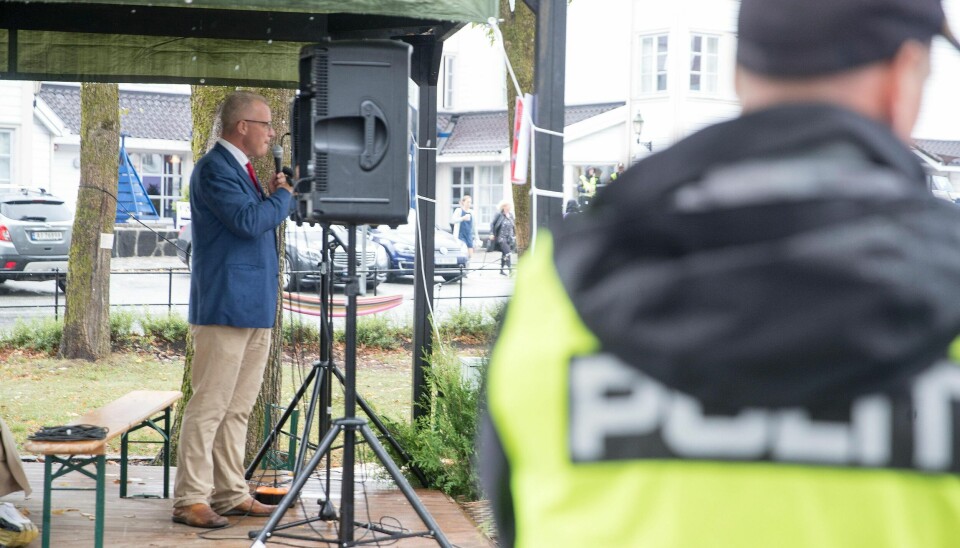 Hans Lysglimt Johansen noen timer før opptøyene på Arendalsuka 2018.