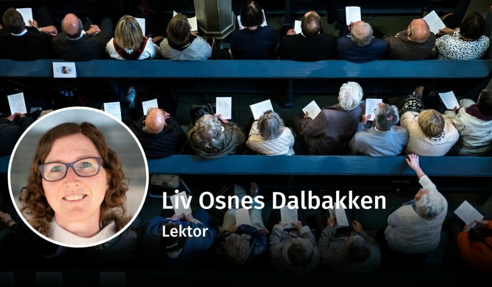 TILBAKE TIL BENKEN?: Liv Osnes Dalbakken innrømmer at det har vært behagelig å se gudstjenester fra sofakroken. Derfor lurer hun på om folk kommer seg tilbake i kirkebenkene etter pandemien. TILBAKE TIL BENKEN?: Liv Osnes Dalbakken innrømmer at det har vært behagelig å se gudstjenester fra sofakroken. Derfor lurer hun på om folk kommer seg tilbake i kirkebenkene etter pandemien.
