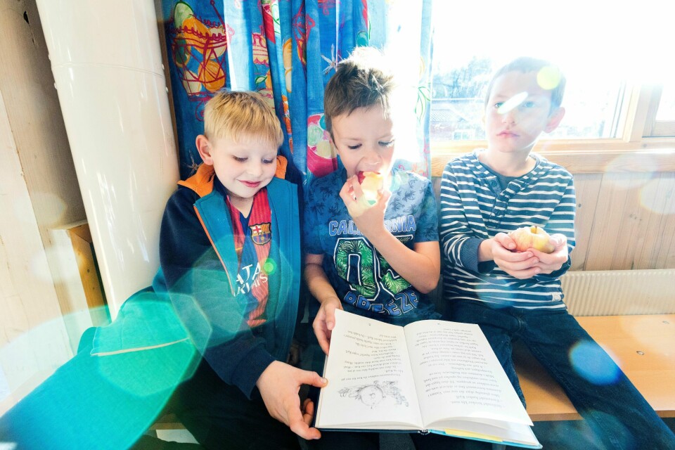 – Elevane treng eit avbrekk frå ein travel skoledag. Dei treng å bli kjent med kvarandre, seier Guro Høydal, folkehelserådgjevar i Vestfold og Telemark fylkeskommune, om matpausen i barneskolen. Bildet er modellklarert.