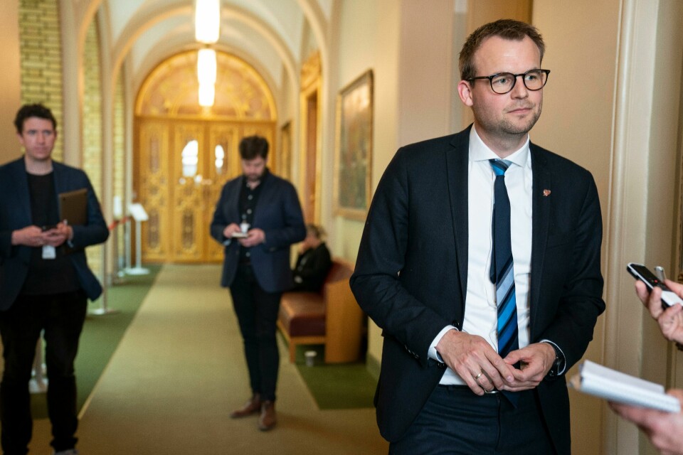 KrF-leder Kjell Ingolf Ropstad på Stortinget etter at partiet hadde tapt tirsdagens bioslag. Stortinget. Ny bioteknologilov. Kjell Ingolf Ropstad