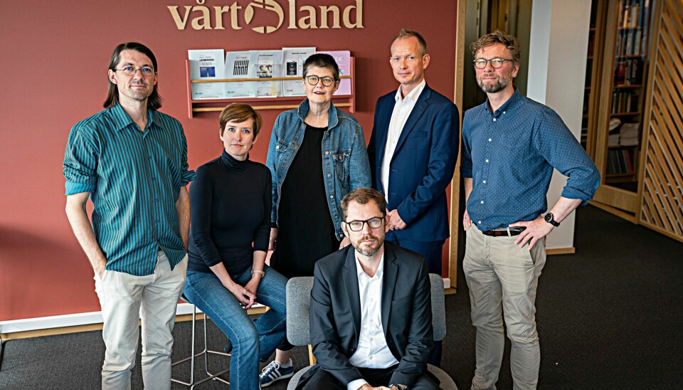 Vårt Lands ledergruppe, med sjefsredaktør Bjørn Kristoffer Bore foran. Avisen har hatt god vekst første halvår i 2019.