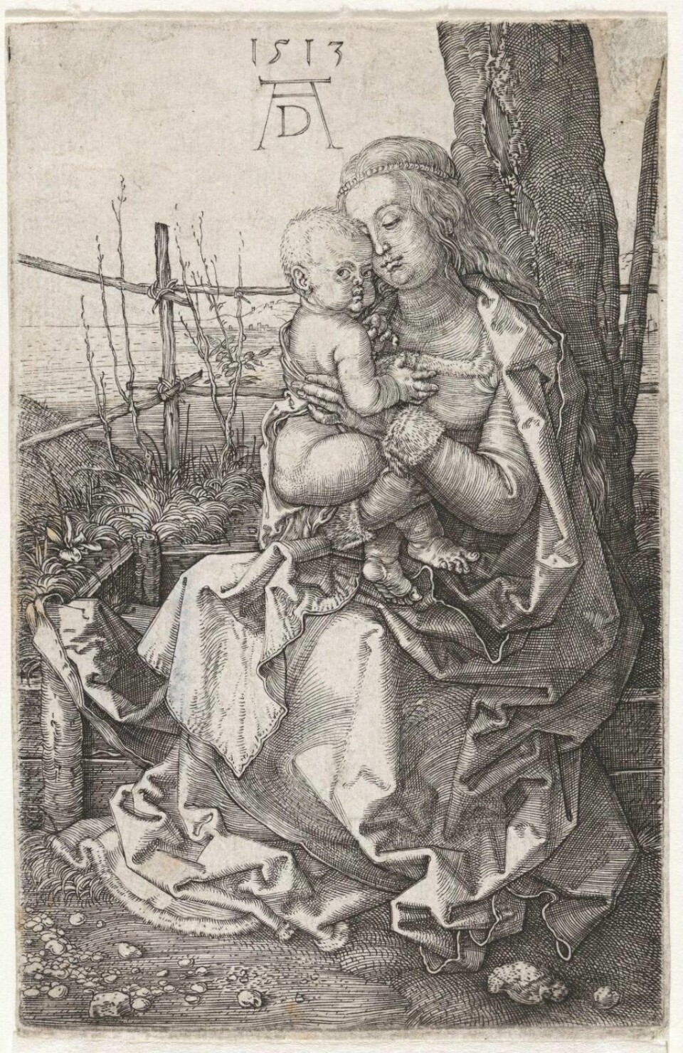 DÜRER: Kobberstikket Maria med Jesusbarnet ved et tre (1513) ligner på bildet som ble oppdaget i et dødsbo i Massachusetts i USA. Maria med Jesusbarnet ved et tre