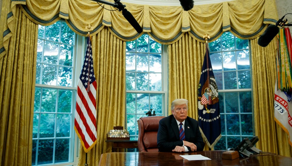 6. JANUAR: USAs president Donald Trump skal ifølge de offisielle loggene ikke ha tatt en eneste telefon på åtte timer mens Kongressen var under angrep. Her fra en tidligere anledning. USAs president Donald Trump skal ifølge de offisielle loggene ikke ha tatt en eneste telefon på åtte timer mens Kongressen var under angrep. Her fra en tidligere anledning. Foto: Evan Vucci / AP / NTB