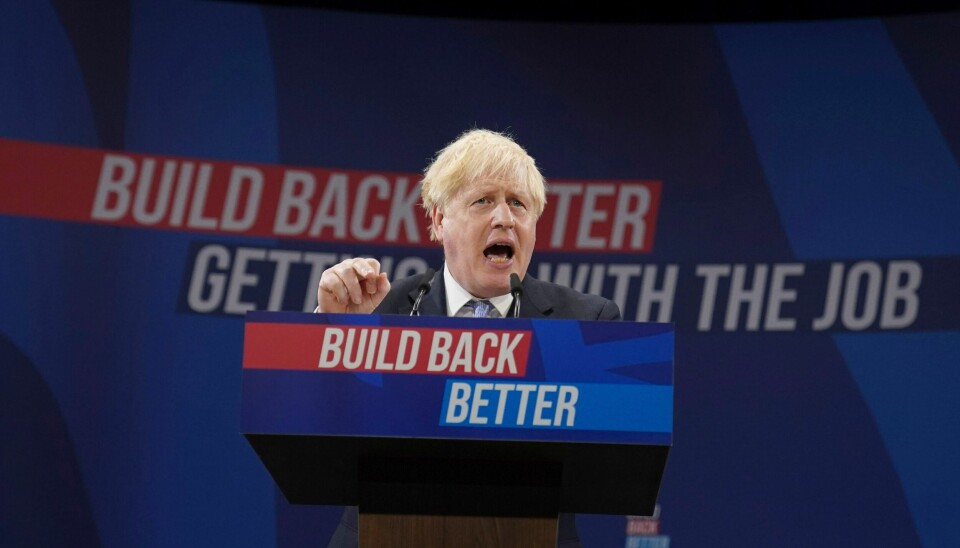 Onsdag talte Storbritannias statsminister Boris Johnson på toryenes landsmøte i Manchester, det første fysiske landsmøtet på to år. Onsdag talte Storbritannias statsminister Boris Johnson på toryenes landsmøte i Manchester, det første fysiske landsmøtet på to år. Foto: Jon Super / AP / NTB