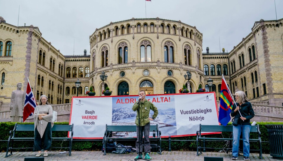MOTSTAND: Apell foran Stortinget i Oslo i slutten av august i forbindelse med Høyesteretts behandling av Fosen-saken