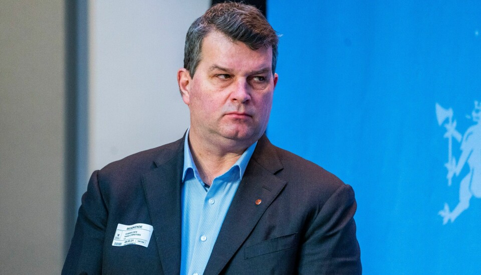 LO-leder Hans-Christian Gabrielsen døde tirsdag, 53 år gammel. Her deltar han på en pressekonferanse i Marmorhallen fredag. Arkivfoto: Håkon Mosvold Larsen / NTB