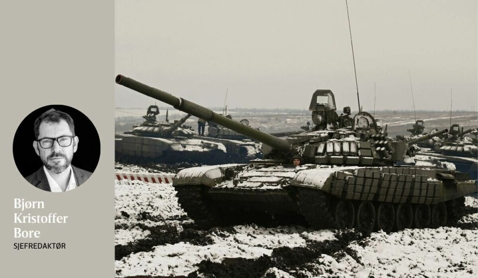 Russiske T-72B3-stridsvogner avbildet under en skyteøvelse i det sørlige Russland tidligere denne måneden.