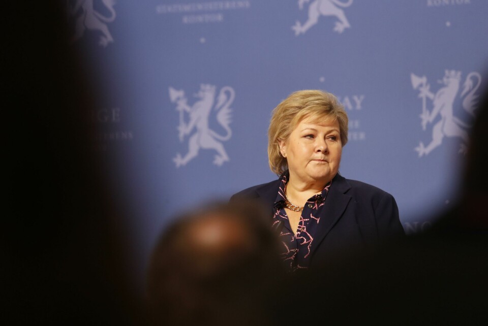Statsminister Erna Solberg om regjeringskrisenSannsynligvis visste ikke Erna Solberg hva konsekvensene ville bli da hun tok valget mellom barnet og den borgerlige samlingsregjeringen, skriver Vårt Land i denne lederen.(Foto: Terje Bendiksby/NTB scanpix)