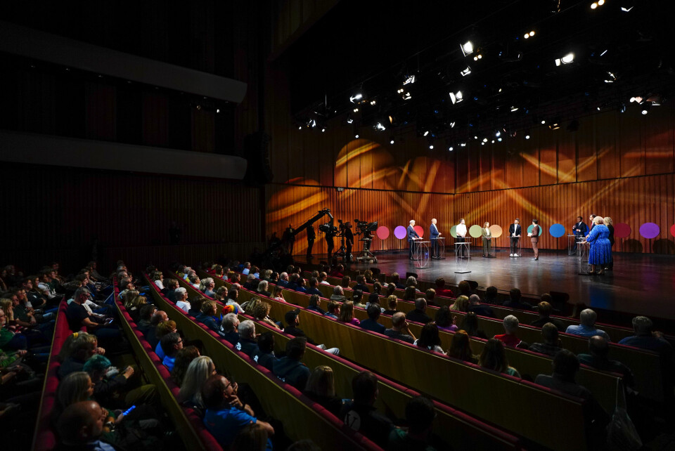 SLUTTSPURT: Fredag kveld sendte NRK valgkampens siste partilederdebatt fra Stormen konserthus i Bodø fredag.(Foto: Håkon Mosvold Larsen/NTB)