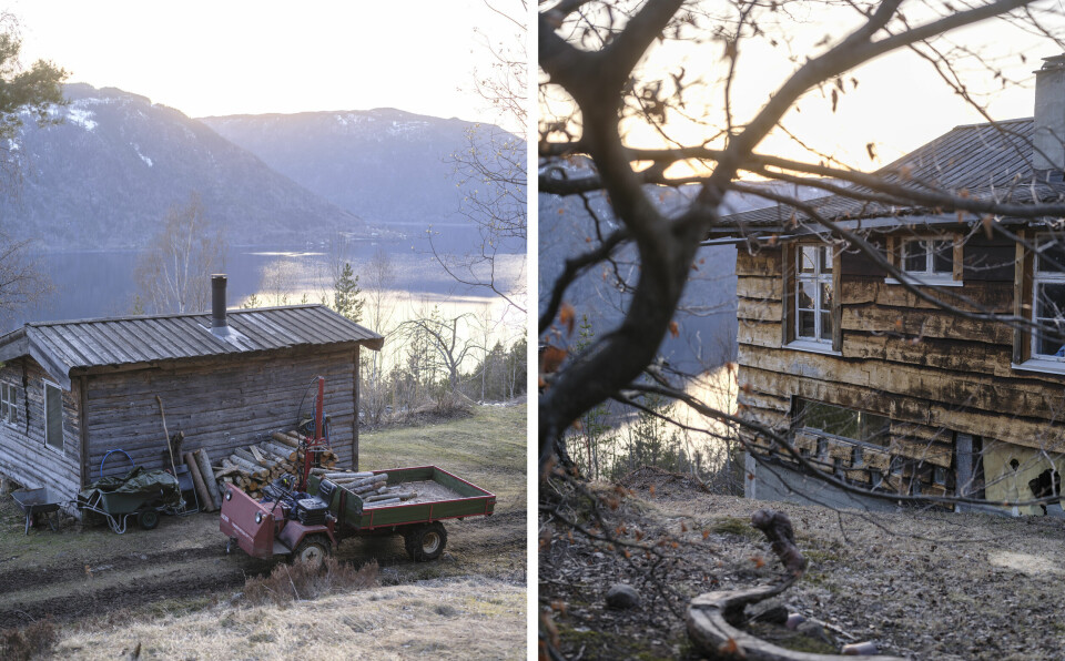TINN: Fjellene har gått fra å virke nesten transparente i dagslyset, til å framstå som beskyttende murer rundt Hylland munkelyd når solen går ned. Hylland munkelyd