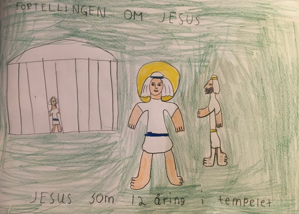 Sivert Fagerland Leirvåg (12 år) fra Bergen har framstilt Jesus som tolvåring i tempelet.
