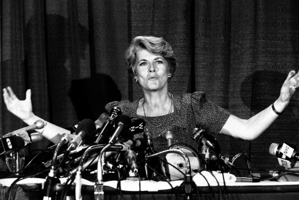 Democratic vice presidential nominee Geraldine Ferraro holds a news conference in New York City, Tuesday, Aug. 21, 1984. Ferraro said she deliberately kept her finances separate from those of her husband, New York developer John A. Zaccaro, and she is glad the records have been released. (AP Photo/Ron Frehm) Democratic vice presidential nominee Geraldine Ferraro holds a news conference in New York City, Tuesday, Aug. 21, 1984. Ferraro said she deliberately kept her finances separate from those of her husband, New York developer John A. Zaccaro, and she is glad the records have been released. (AP Photo/Ron Frehm)