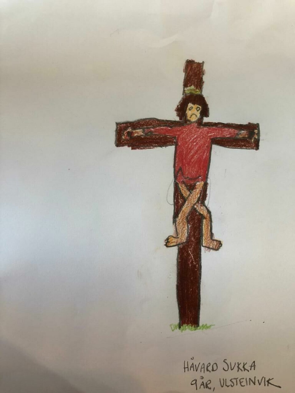 Håvard Sukka (9 år) fra Ulsteinvik har tegnet den korsfestede Kristus.
