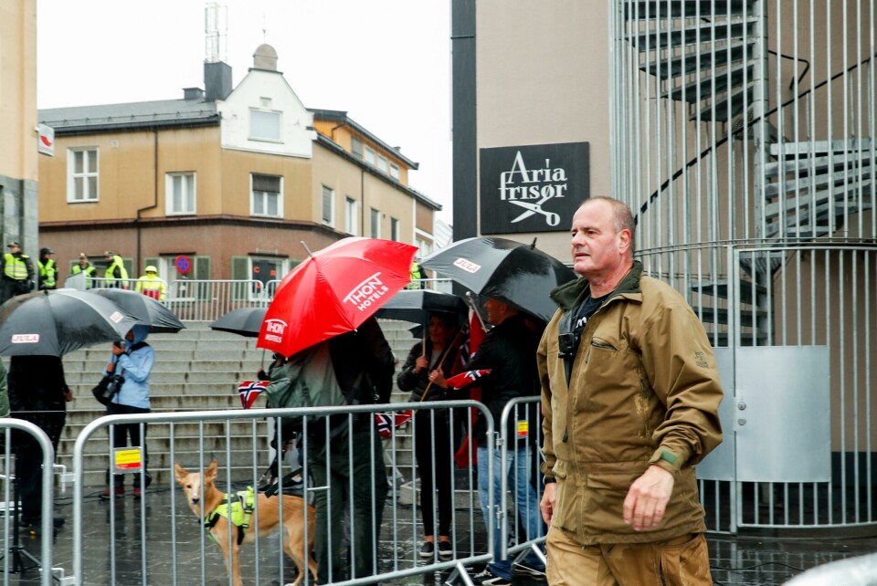 Sian-leder Lars Thorsen under markeringen på Hamar. Foto: NTB scanpix/Geir Olsen Hamar 20200912. Sian-leder Lars Thorsen under en SIAN markering i sentrum av Hamar.Foto: Geir Olsen / NTB scanpix