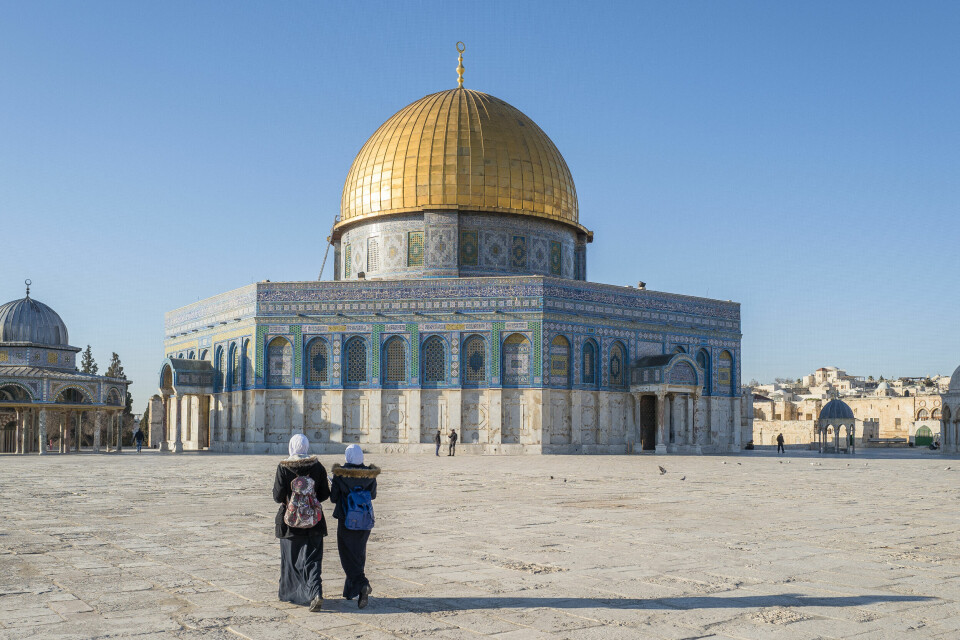 Den gylne kuppelen til klippemoskéen dominerer horisonten i Jerusalem. Foto: Erlend Berge
