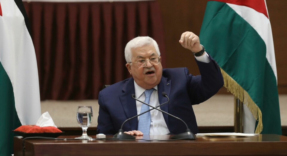 Palestinian President Mahmoud Abbas heads a leadership meeting at his headquarters, in the West Bank city of Ramallah, Tuesday, May 19, 2020. (Alaa Badarneh/Pool Photo via AP) Palestinian President Mahmoud Abbas heads a leadership meeting at his headquarters, in the West Bank city of Ramallah, Tuesday, May 19, 2020. (Alaa Badarneh/Pool Photo via AP)