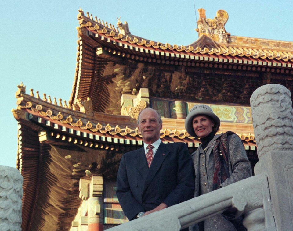 Kongelig norsk statsbesøk i Kina. Det norske kongeparet var på omvisning i Den forbudte by i Beijing fredag.