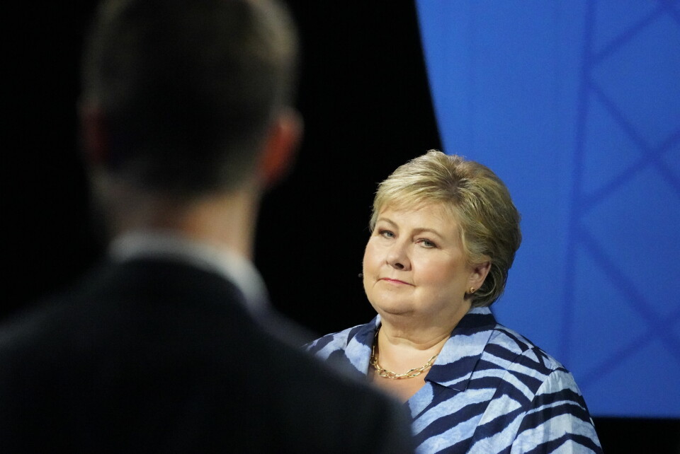 Erna Solberg (H) Høgre-leiar Erna Solberg forsvarer utanlandskablane. Foto: Ole Berg-Rusten / NTB / NPK