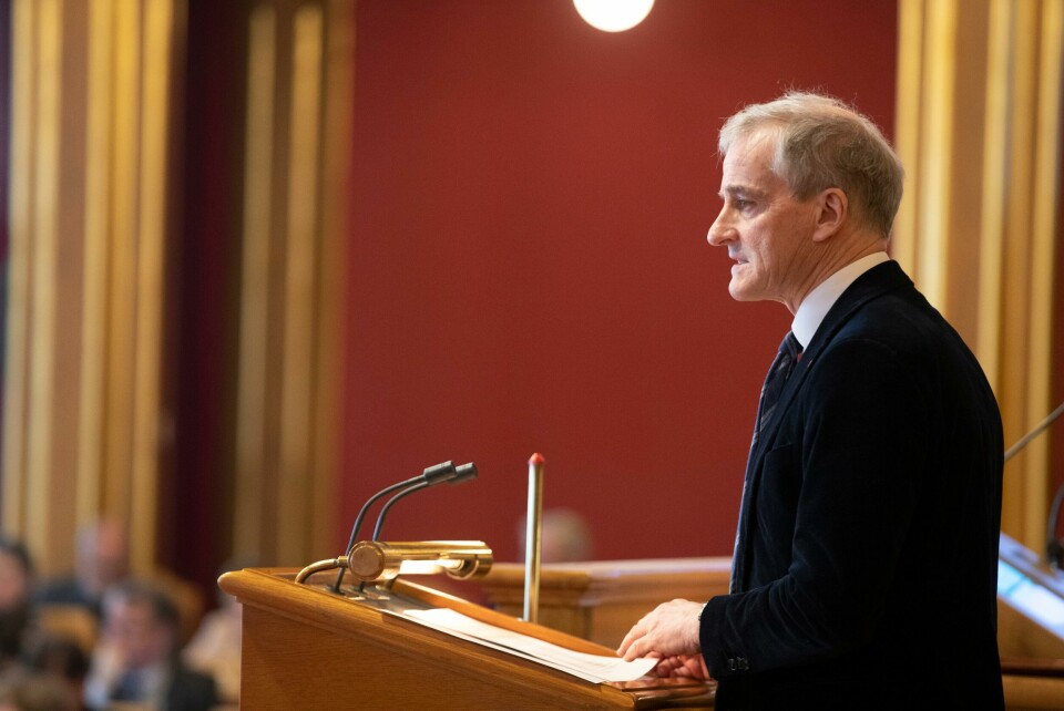 Oslo 20200316. Arbeiderpartiets leder Jonas Gahr Støre i Stortinget mandag. Stortinget behandler regjeringens krisepakkeFoto: Terje Bendiksby / NTB scanpix Oslo 20200316. Arbeiderpartiets leder Jonas Gahr Støre i Stortinget mandag. Stortinget behandler regjeringens krisepakkeFoto: Terje Bendiksby / NTB scanpix
