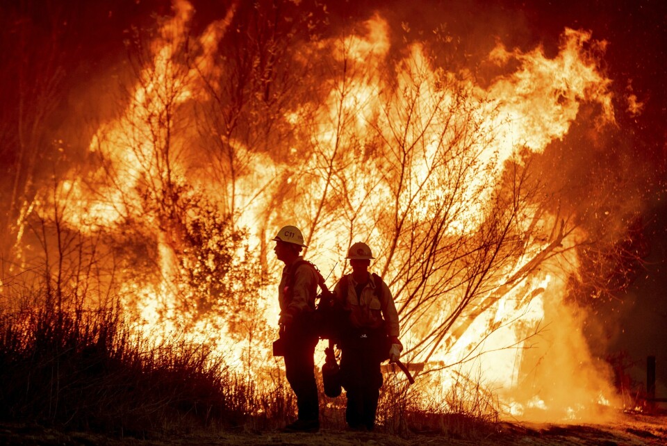 Brannmannskaper kjemper mot Kenneth-brannen i West Hills, som startet torsdag og vokste raskt en periode. Foto: Ethan Swope / AP / NTB Brannmannskaper kjemper mot Kenneth-brannen i West Hills, som startet torsdag og vokste raskt en periode. Foto: Ethan Swope / AP / NTB