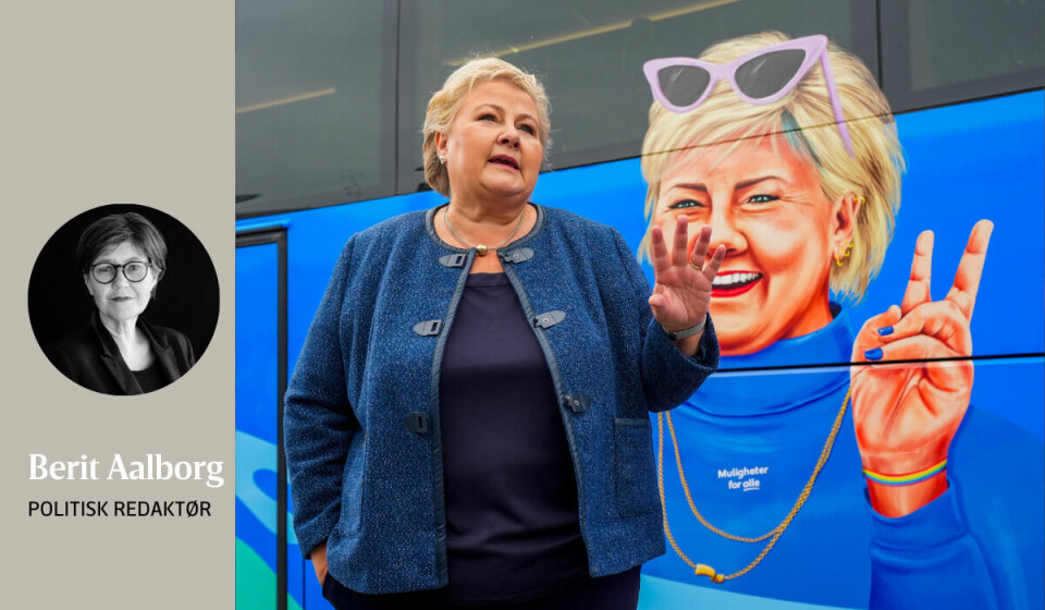 HØYRE: Erna Solberg sitter trygt fram til valget, skriver Berit Aalborg. l