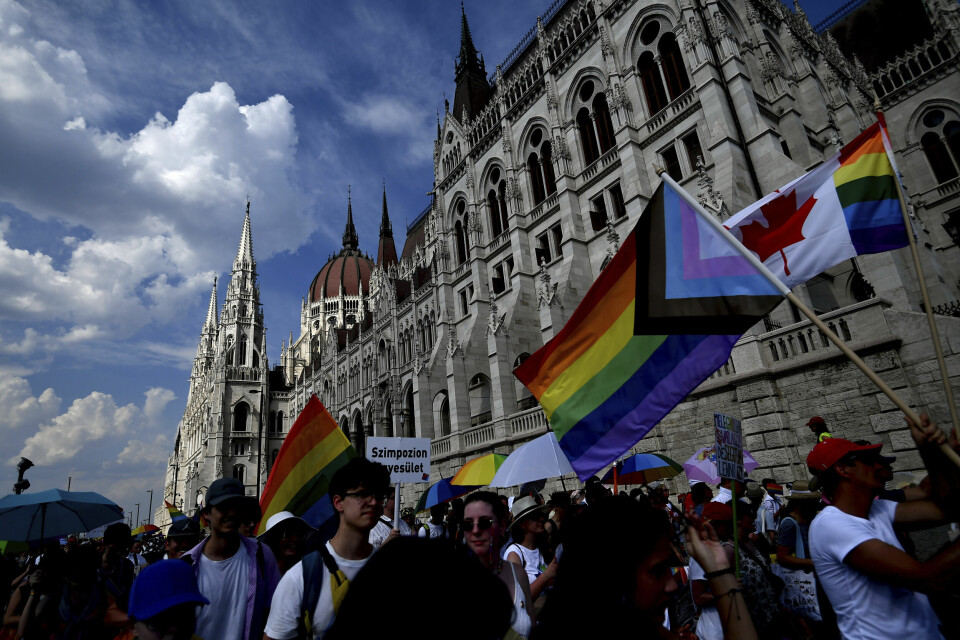 Deltakere i Pride-paraden i Budapest i 2022. Deltakere i Pride-paraden i Budapest i 2022. Foto: Anna Szilagyi / AP / NTB