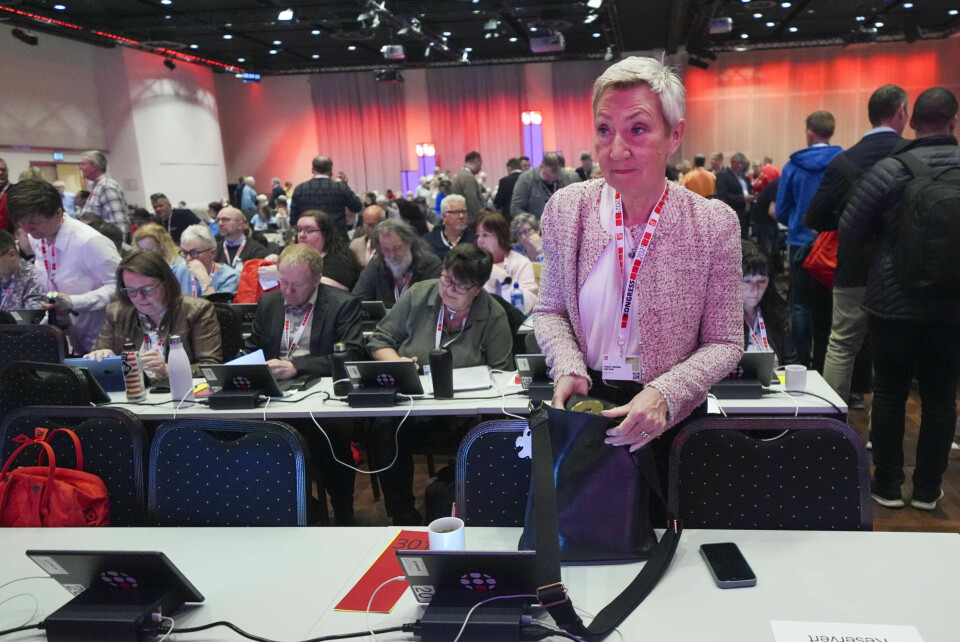 LO leder Peggy Hessen Følsvik tirsdag under LOs 36. ordinære kongress i Folkets Hus i Oslo. Foto: Terje Pedersen / NTB LO leder Peggy Hessen Følsvik tirsdag under LOs 36. ordinære kongress i Folkets Hus i Oslo. Foto: Terje Pedersen / NTB