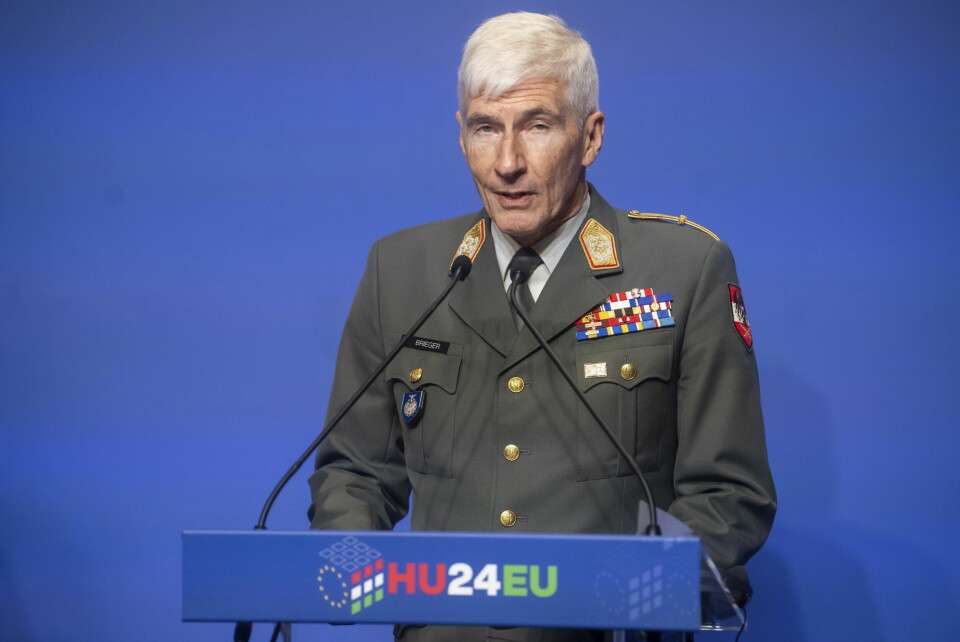 General Robert Brieger leder EUs militære komité (EUMC). Her under en pressekonferanse i Ungarn i oktober i fjor. Foto: Zoltan Balogh / MTI via AP / NTB General Robert Brieger leder EUs militære komité (EUMC). Her under en pressekonferanse i Ungarn i oktober i fjor. Foto: Zoltan Balogh / MTI via AP / NTB