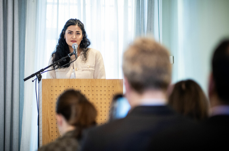OVERREKKELSE: Sarah Gaulin mottok Fritt Ords Honnør i Fritt Ords lokale i Oslo tirsdag. Sarah Gaulin mottok Fritt Ords Honnør i Fritt Ords lokale i Oslo tirsdag. Foto: Ole Berg-Rusten / NTB