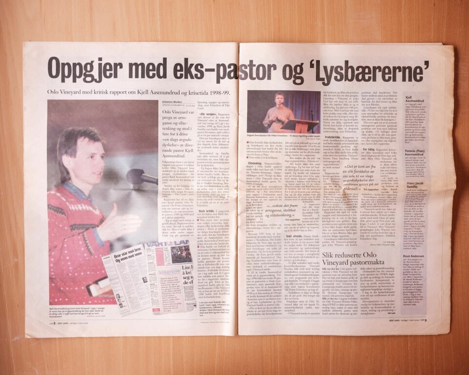 VL 6.3.2004: Oslo vineyard tar kraftig selvkritikk og et et kraftig oppgjør med sin tidligere pastor. Ole Petter Erlandsen. Vineyard, Oslo