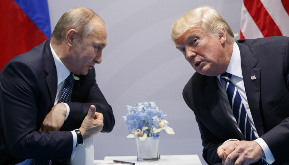 PRESIDENTER: USA tjener ikke på at Russland vinner krigen i Ukraina og at Europa blir svekket, skriver innsenderen. Bildet er fra et møte mellom Putin og Trump i 2017.