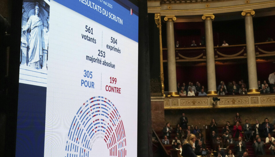 Resultatet av avstemningen i Frankrikes nasjonalforsamling.