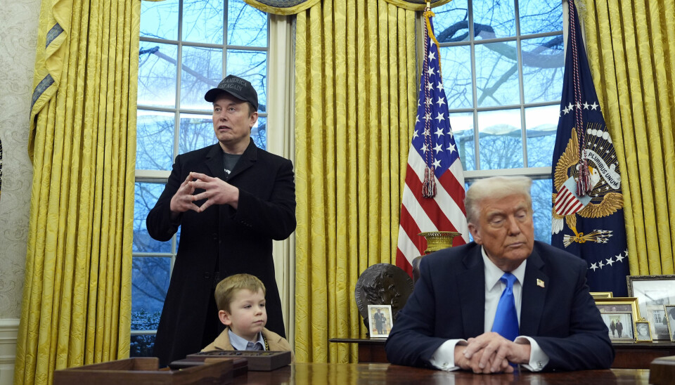 VAR NÆRE VENNER: President Donald Trump ønsker å gå inn i historien som «forplantningspresidenten». Pronatalisten Elon Musk har 14 barn – her sammen med sønnen X Æ A-Xii på besøk hos Trump i Det hvite hus i Washington.