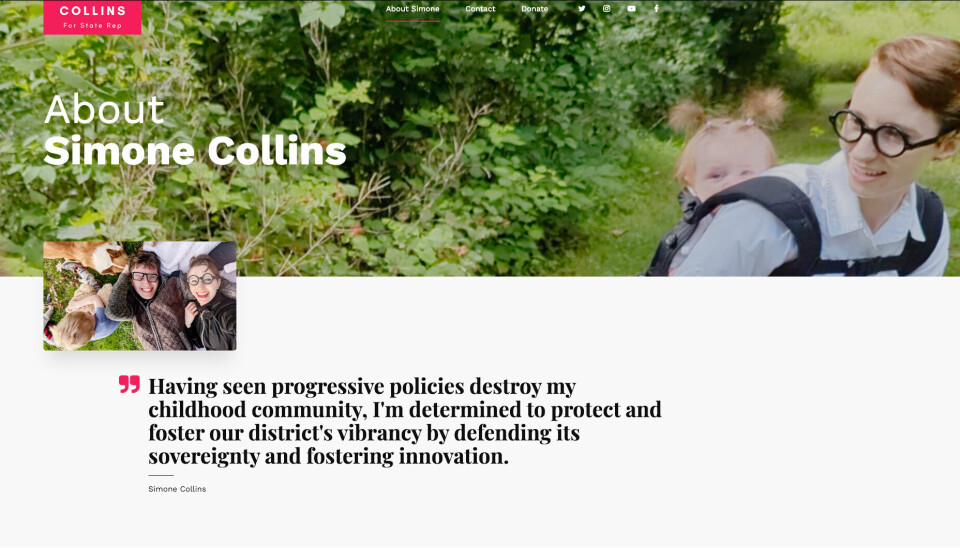 SØKTE MAKT: Simone Collins stilte i fjor til valg for et sete i Representantenes hus i hjemstaten Pennsylvania. Hun er republikaner. Collins tapte.